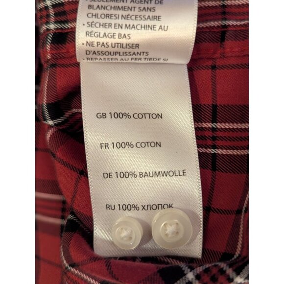 Oak Hill Red Holiday Plaid Wrinkle-Free Button-Down Shirt 100% Cotton Mens Size - Picture 6 of 6